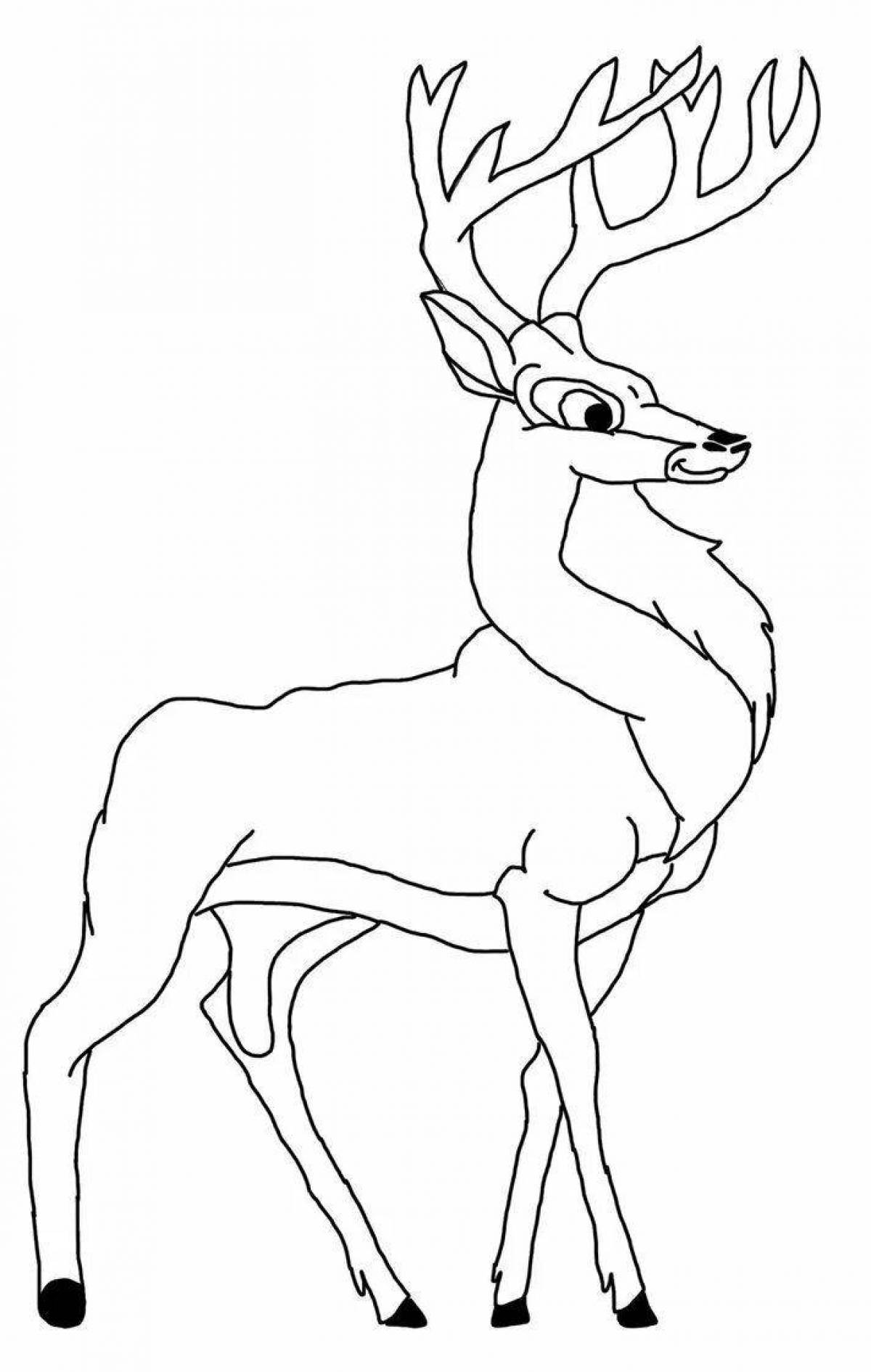 Coloring book happy deer for children