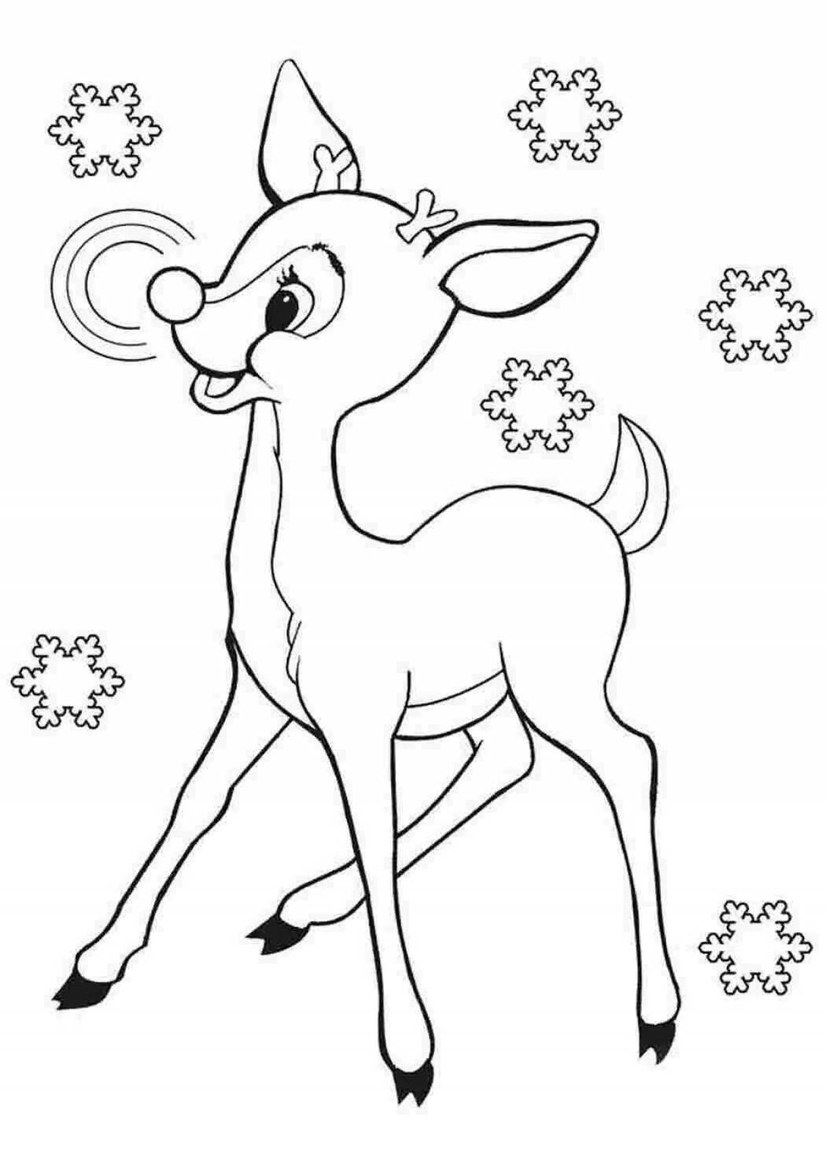 Fancy deer coloring pages for kids