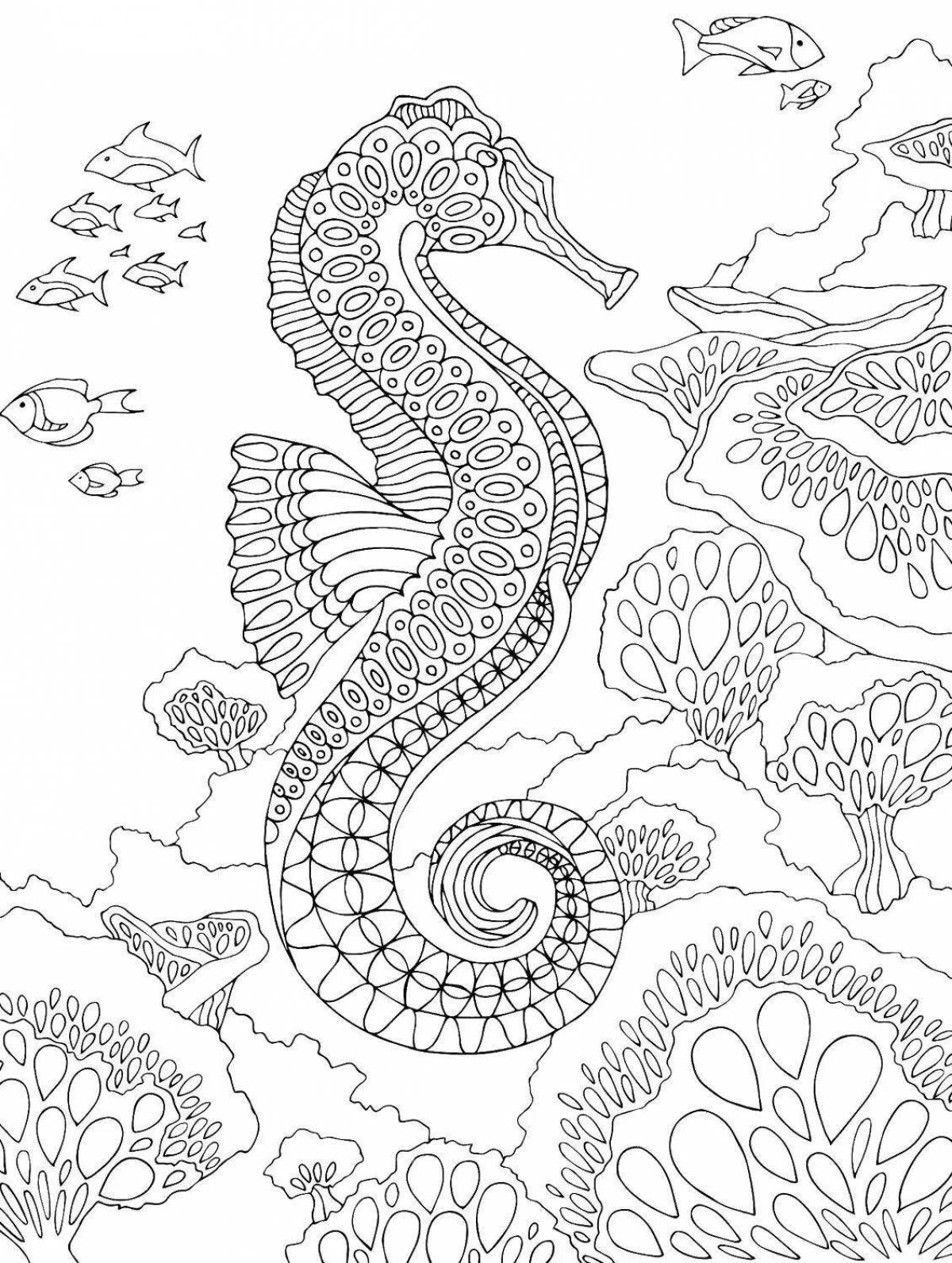 Relaxing anti-stress marine life coloring page