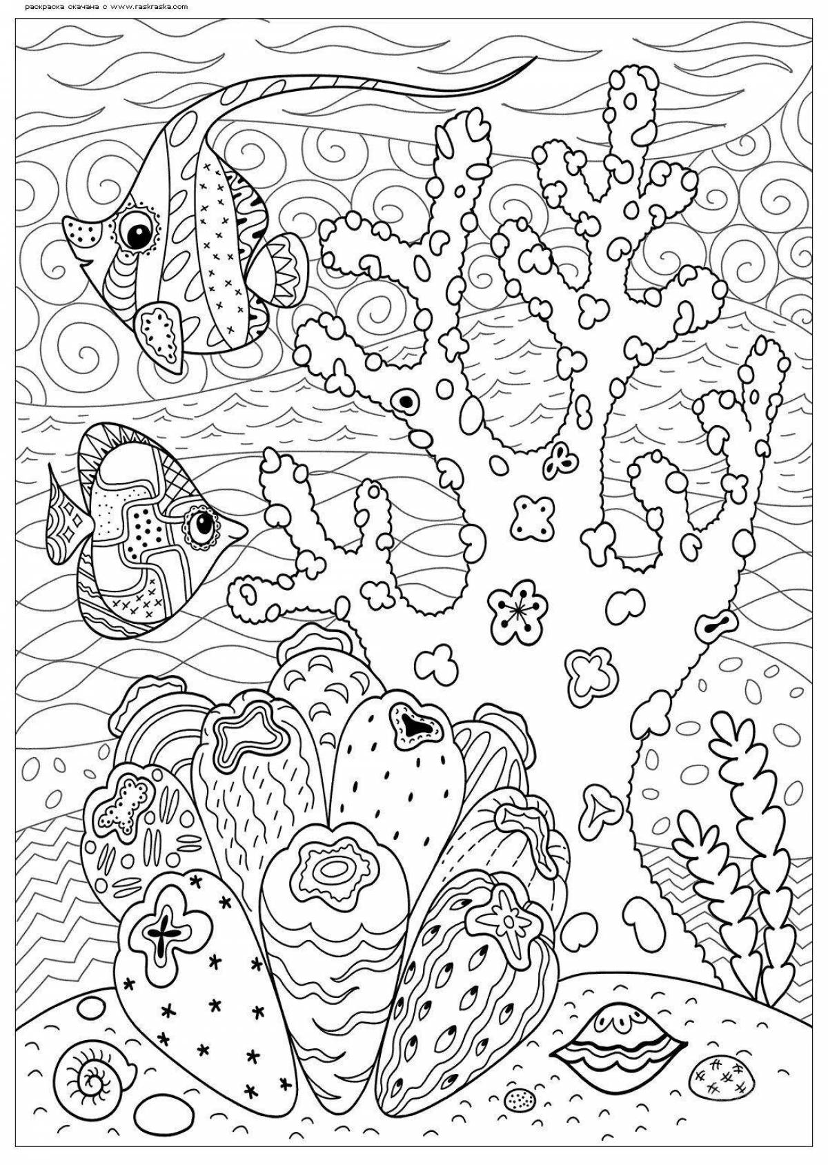 Bright anti-stress marine life coloring book