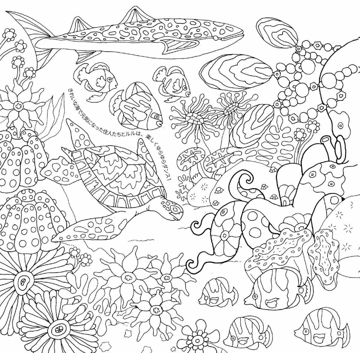 Joyful anti-stress marine life coloring book