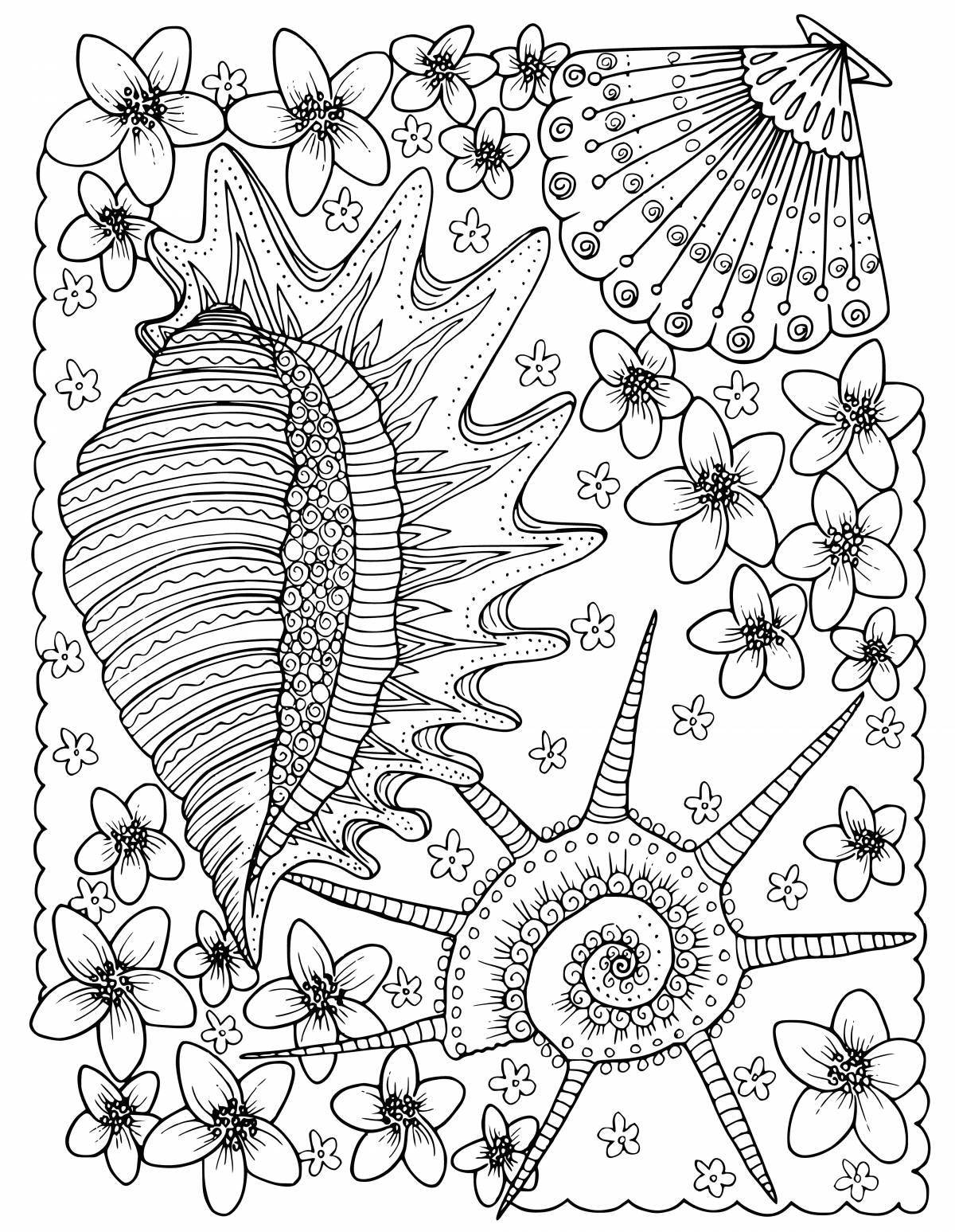 Adorable marine life anti-stress coloring book