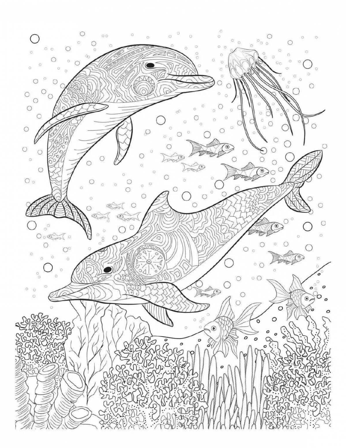 Refreshing anti-stress marine life coloring book