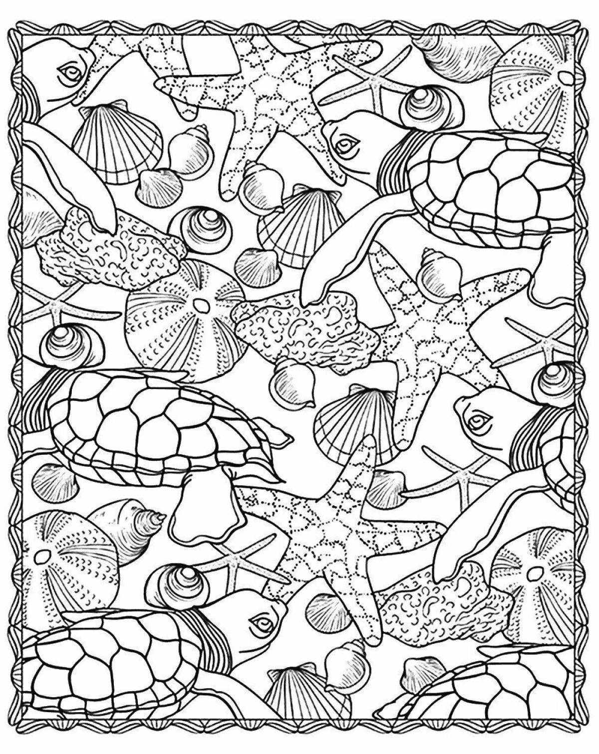 Great anti-stress marine life coloring book