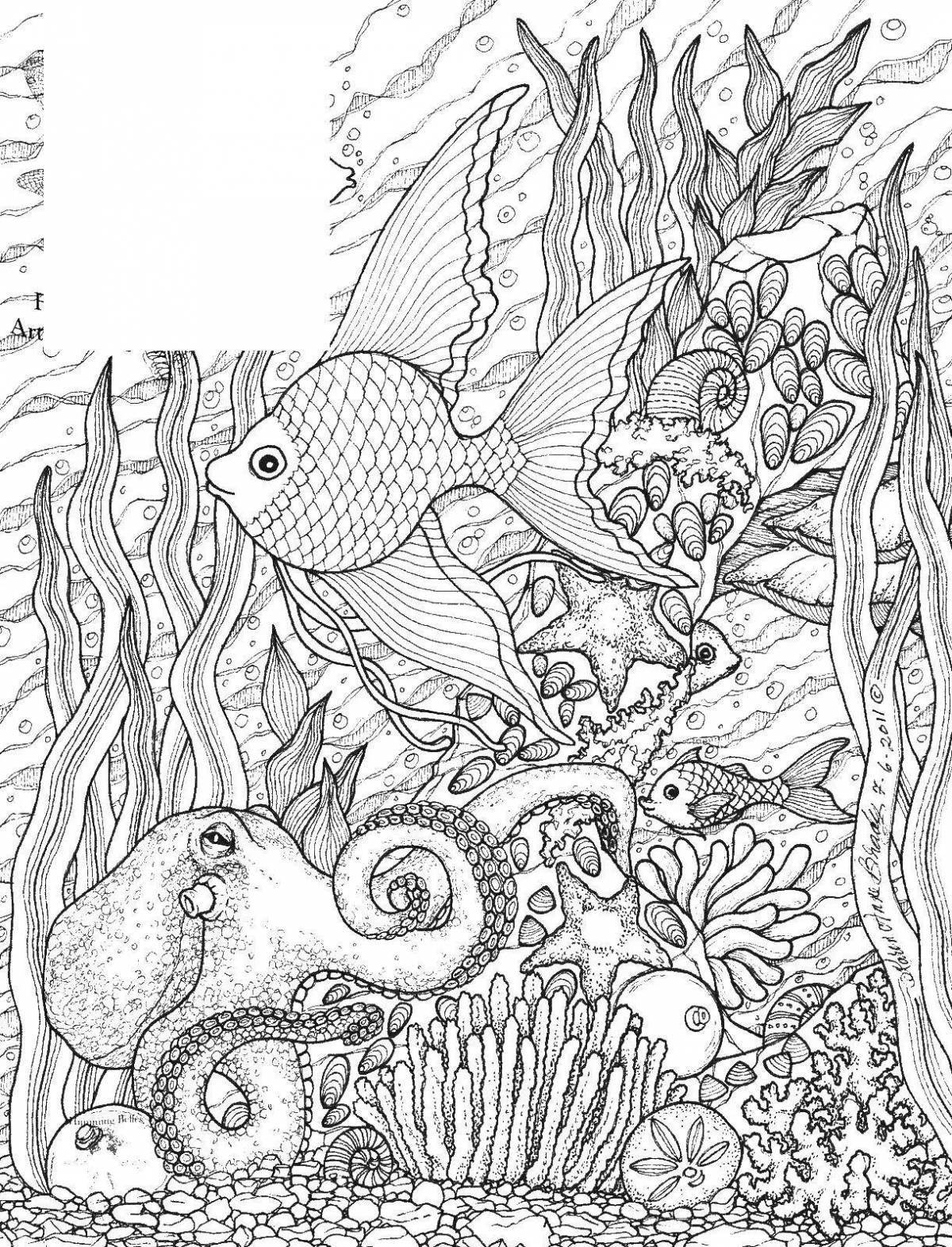 Splendid antistress marine life coloring book