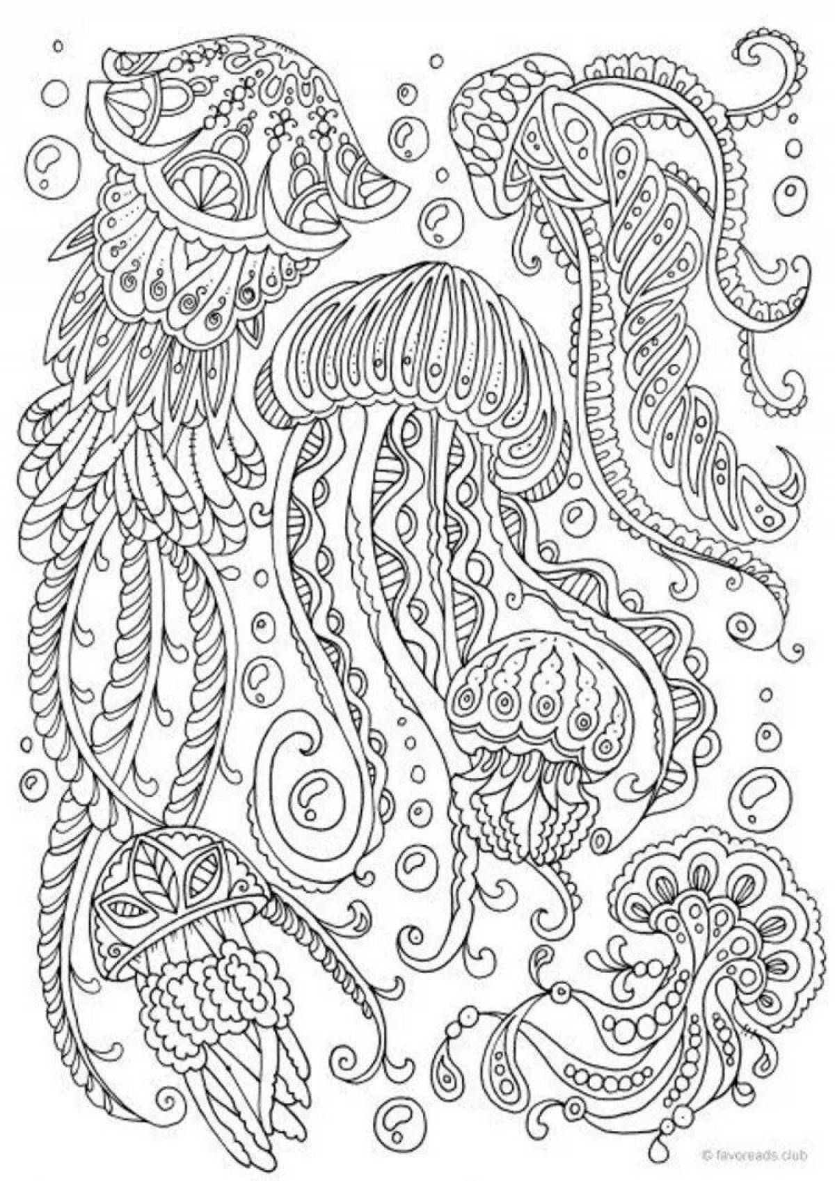 Amazing anti-stress marine life coloring book