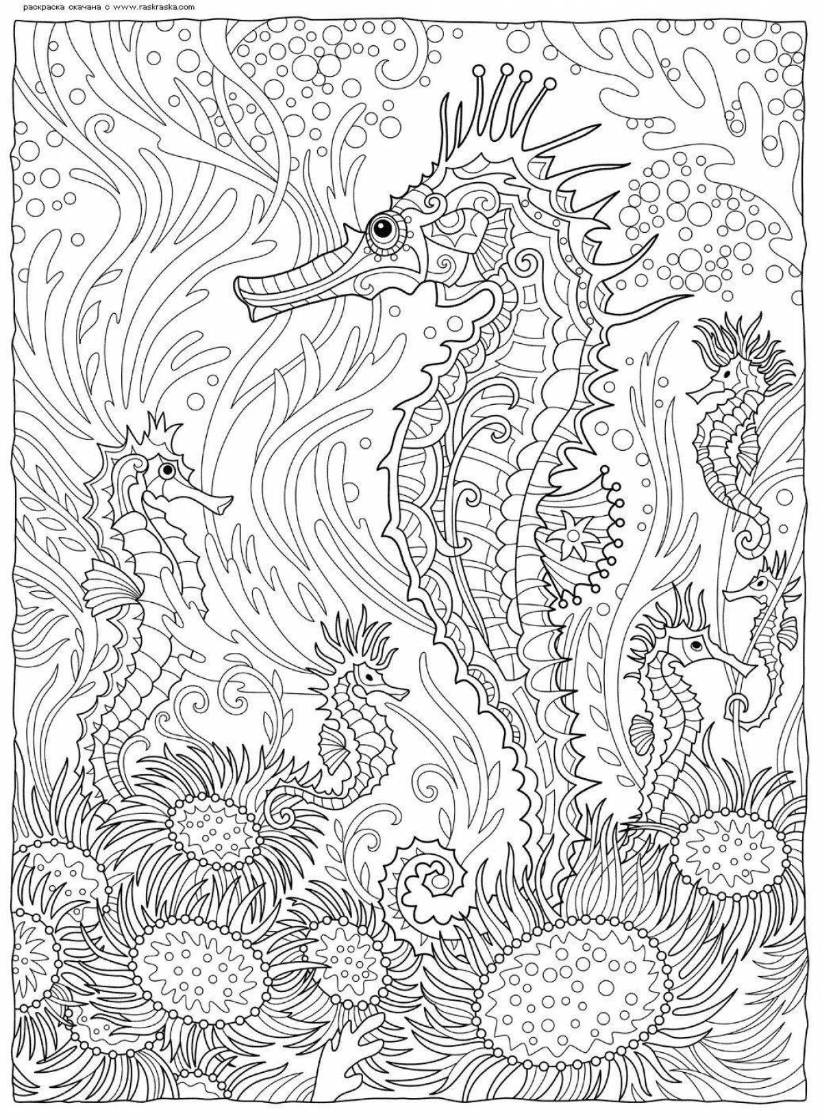 Incredible marine life anti-stress coloring book