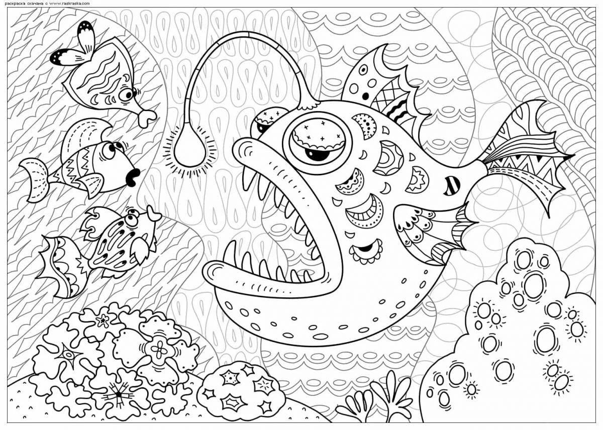 Perfect anti-stress marine life coloring book