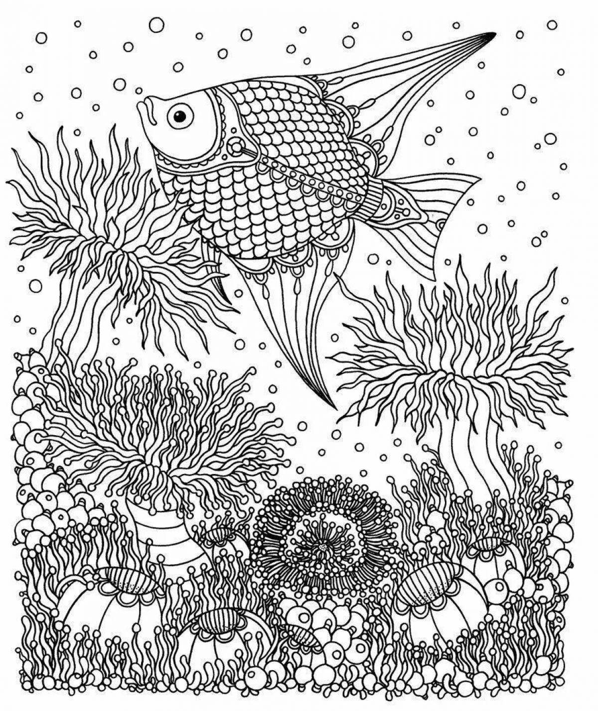 Beautiful anti-stress marine life coloring book