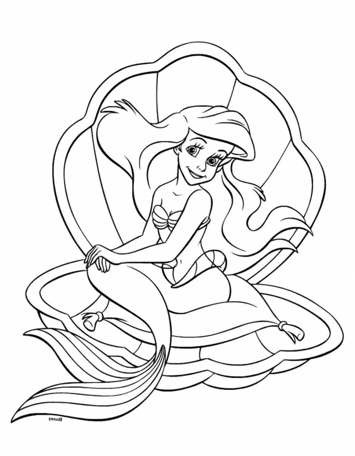 Charming coloring princess ariel the little mermaid