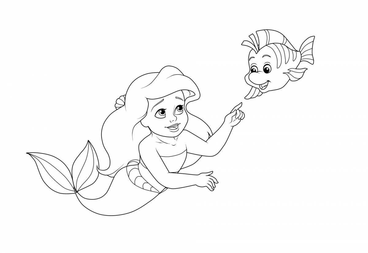 Elegant coloring princess ariel mermaid