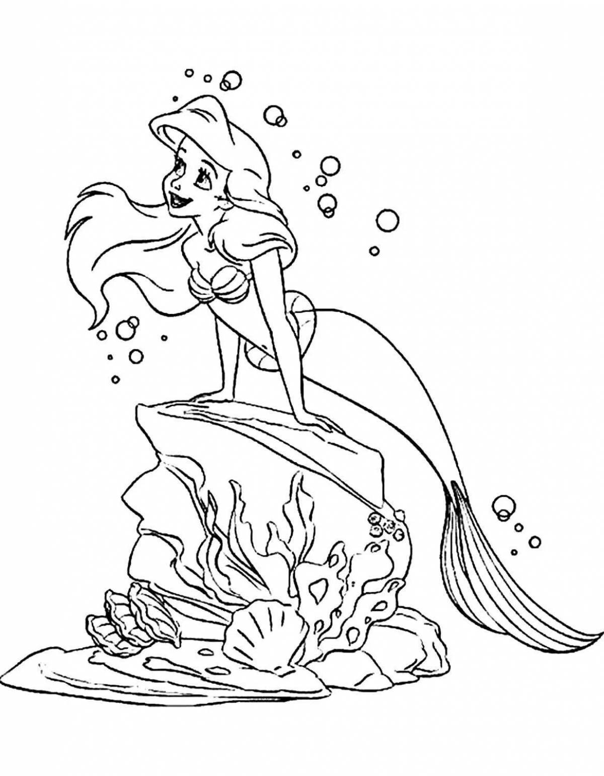 Vivacious coloring page princess ariel mermaid