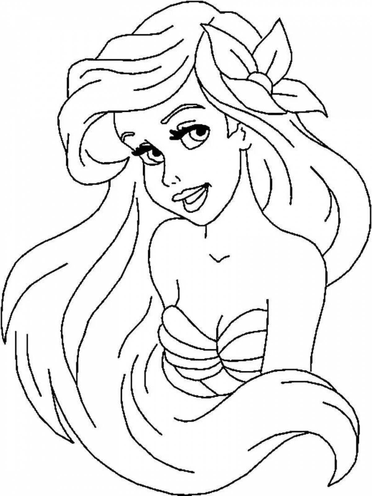 Sparkle coloring princess ariel the little mermaid