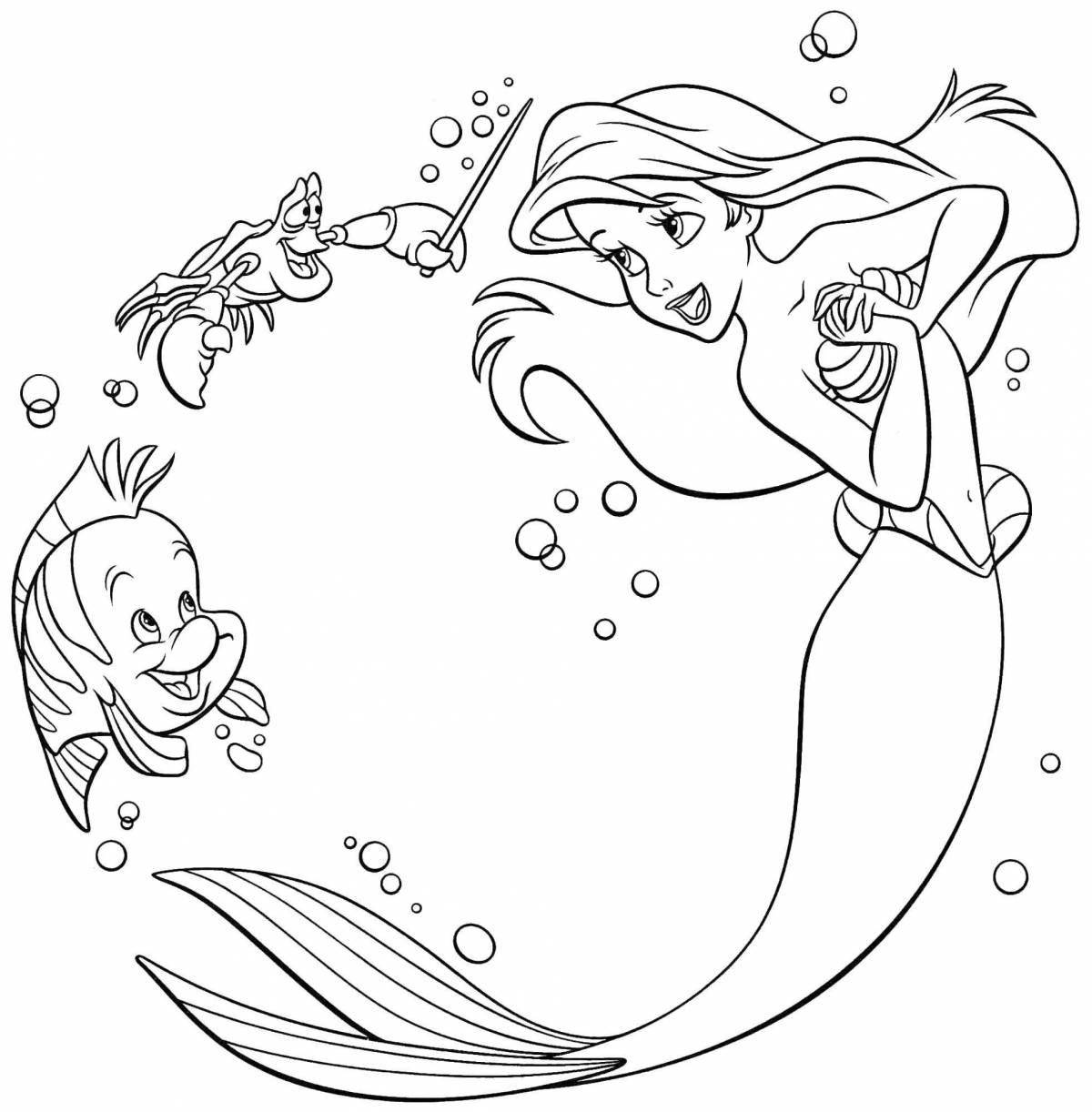 Dreamy coloring princess ariel mermaid