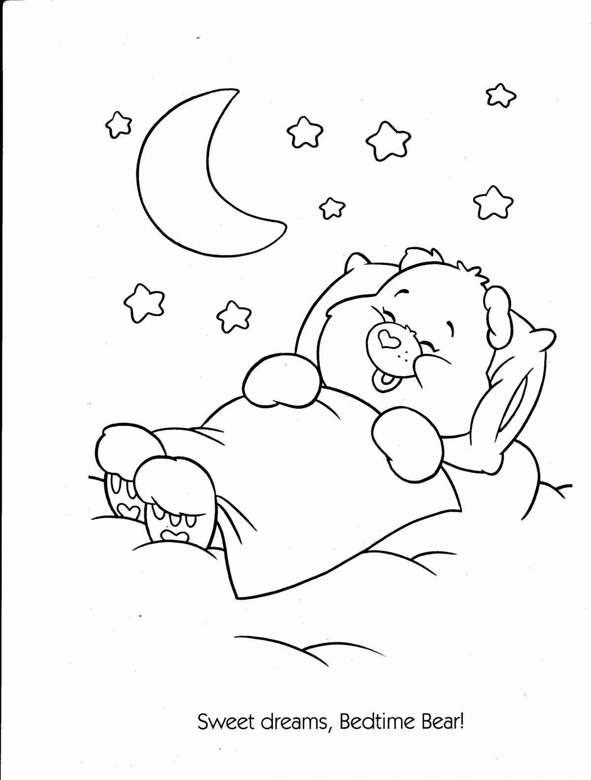 Adorable night coloring for kids