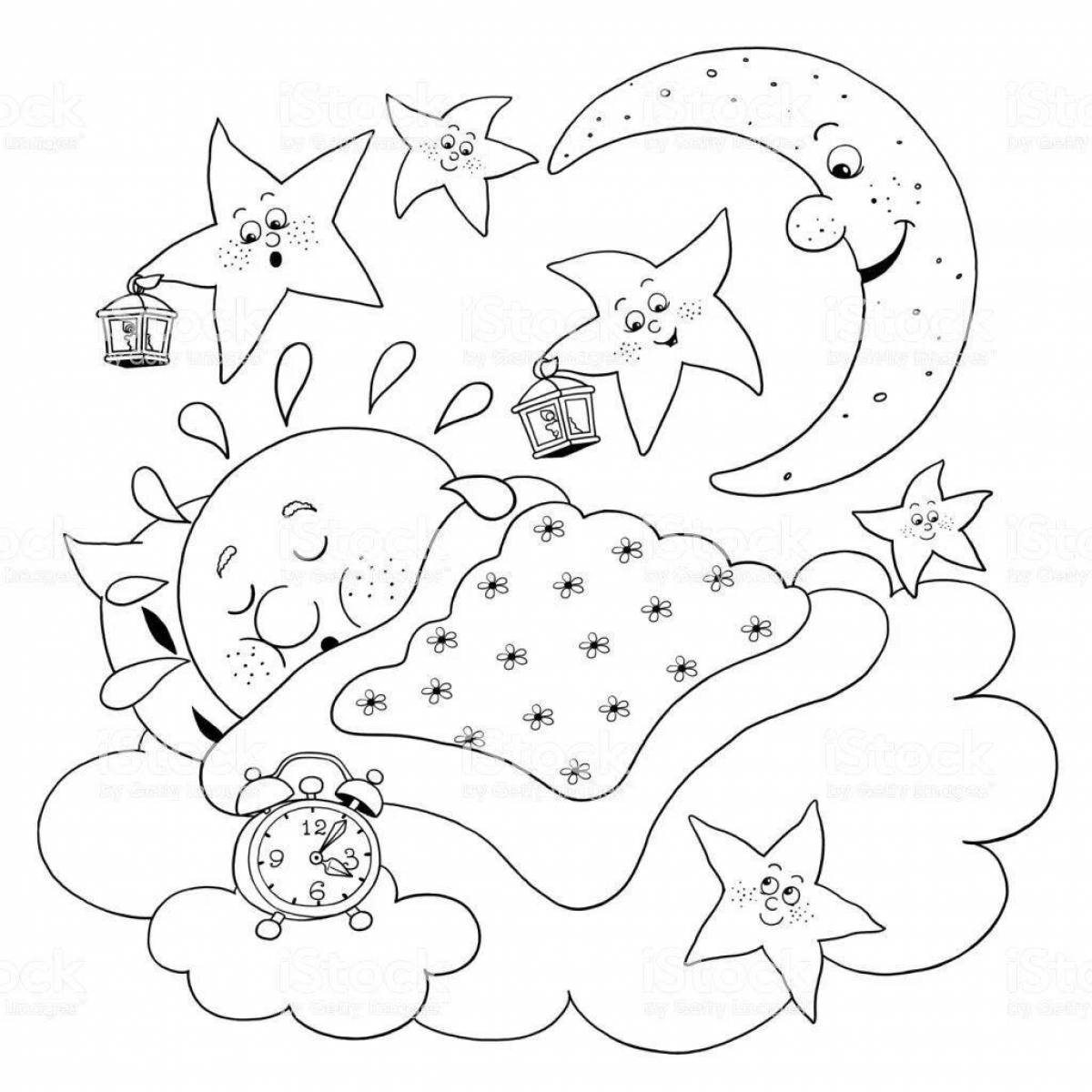 Adorable night coloring for kids