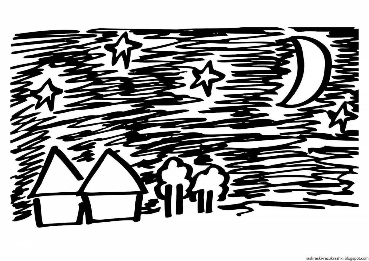 Photo Fairy night coloring for kids