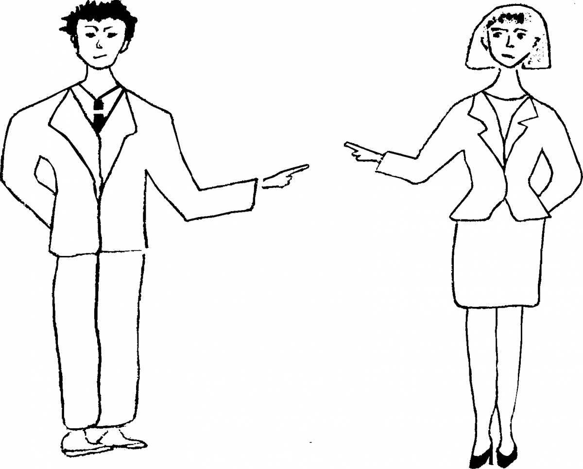 Colorful woman and man coloring page