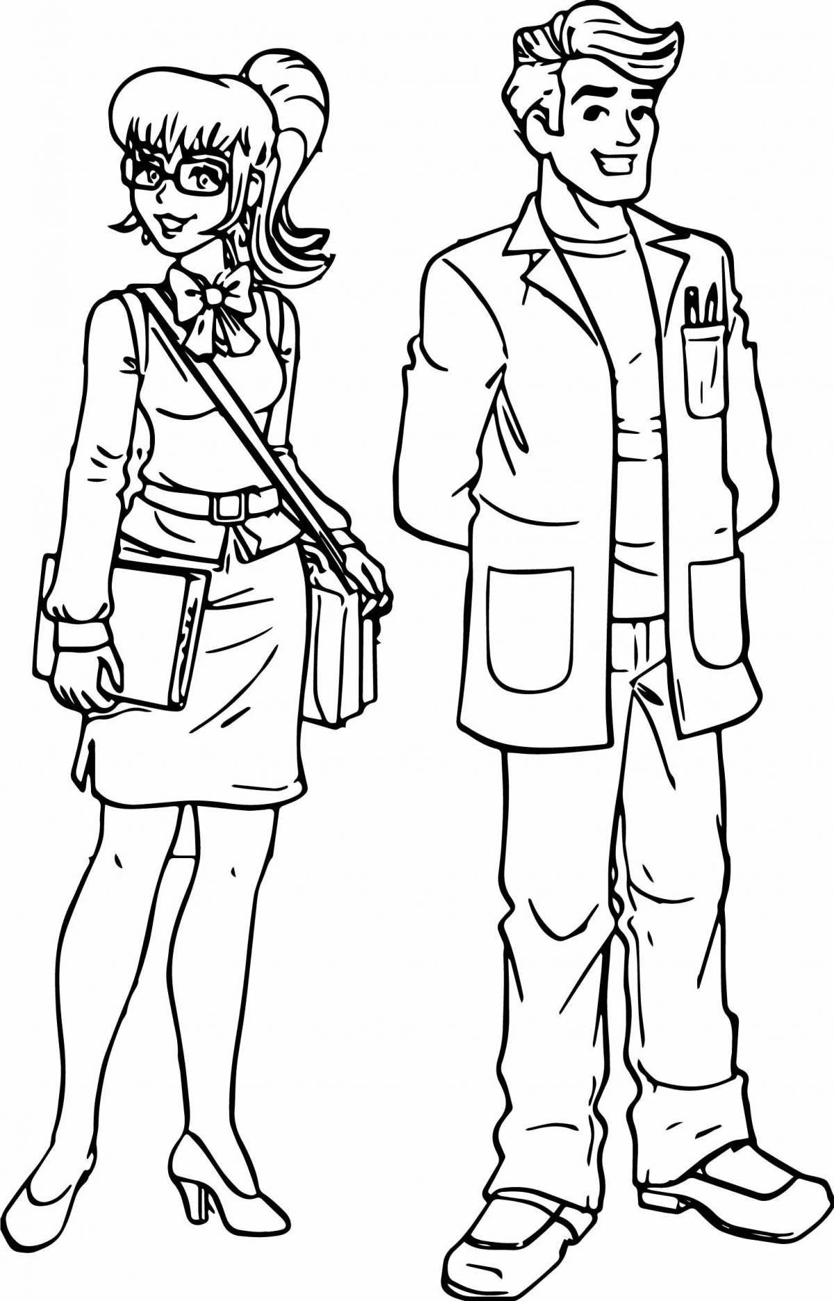 Coloring page living woman and man