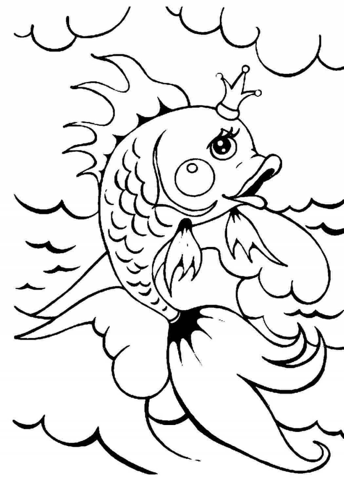 Раскраска забавная пушкинская золотая рыбка