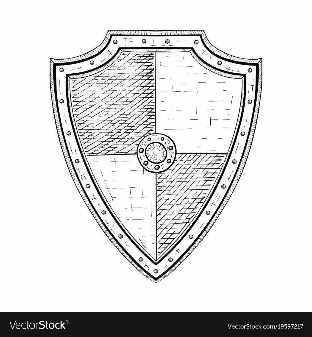 Majestic shield and sword coloring page