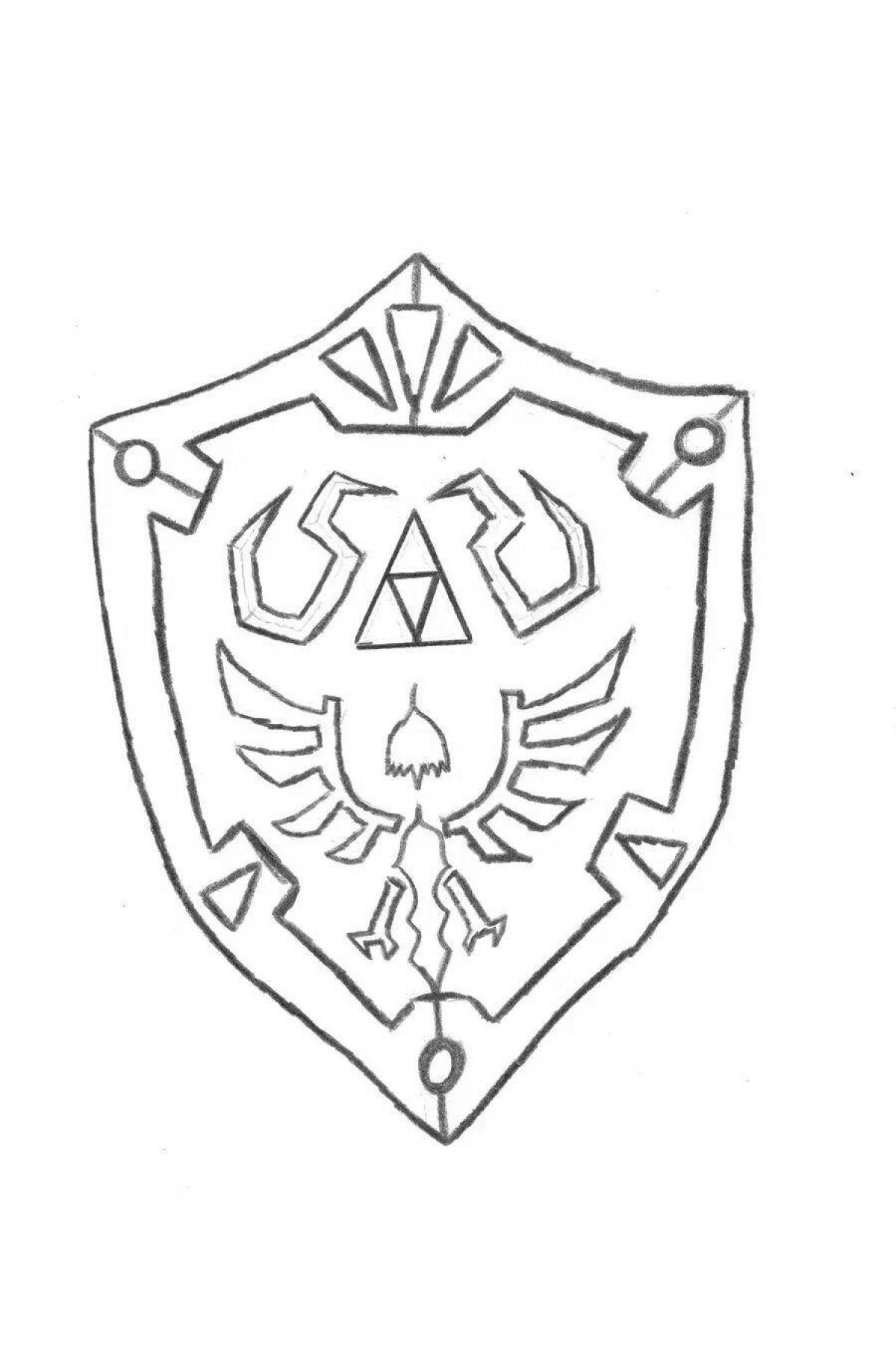 Splendid shield and sword coloring page