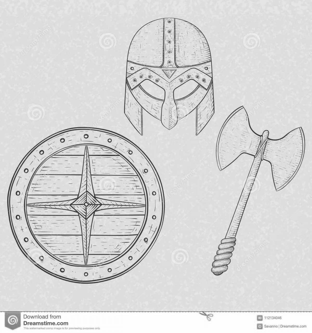 Great shield and sword coloring page