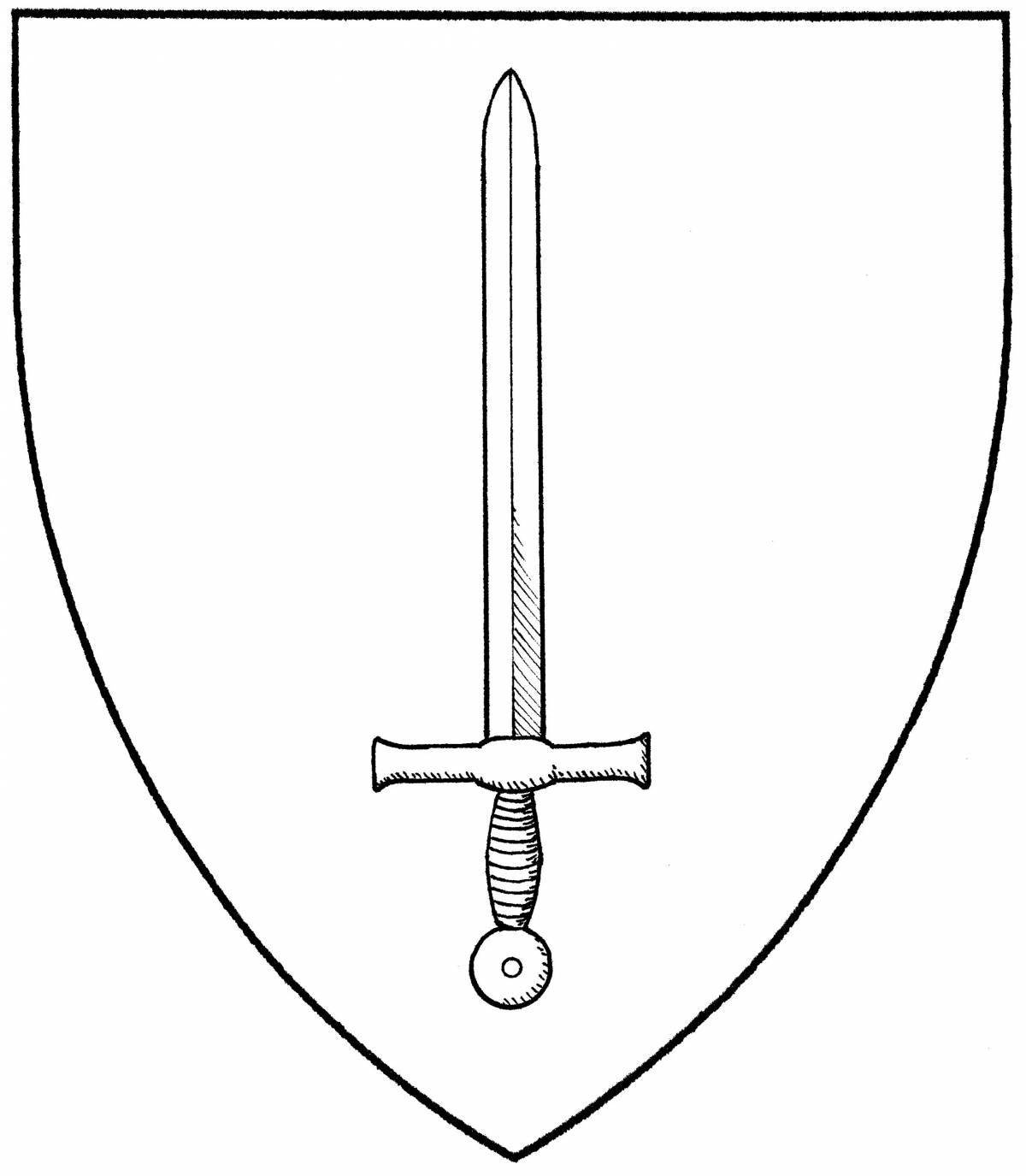 Shiny shield and sword coloring book