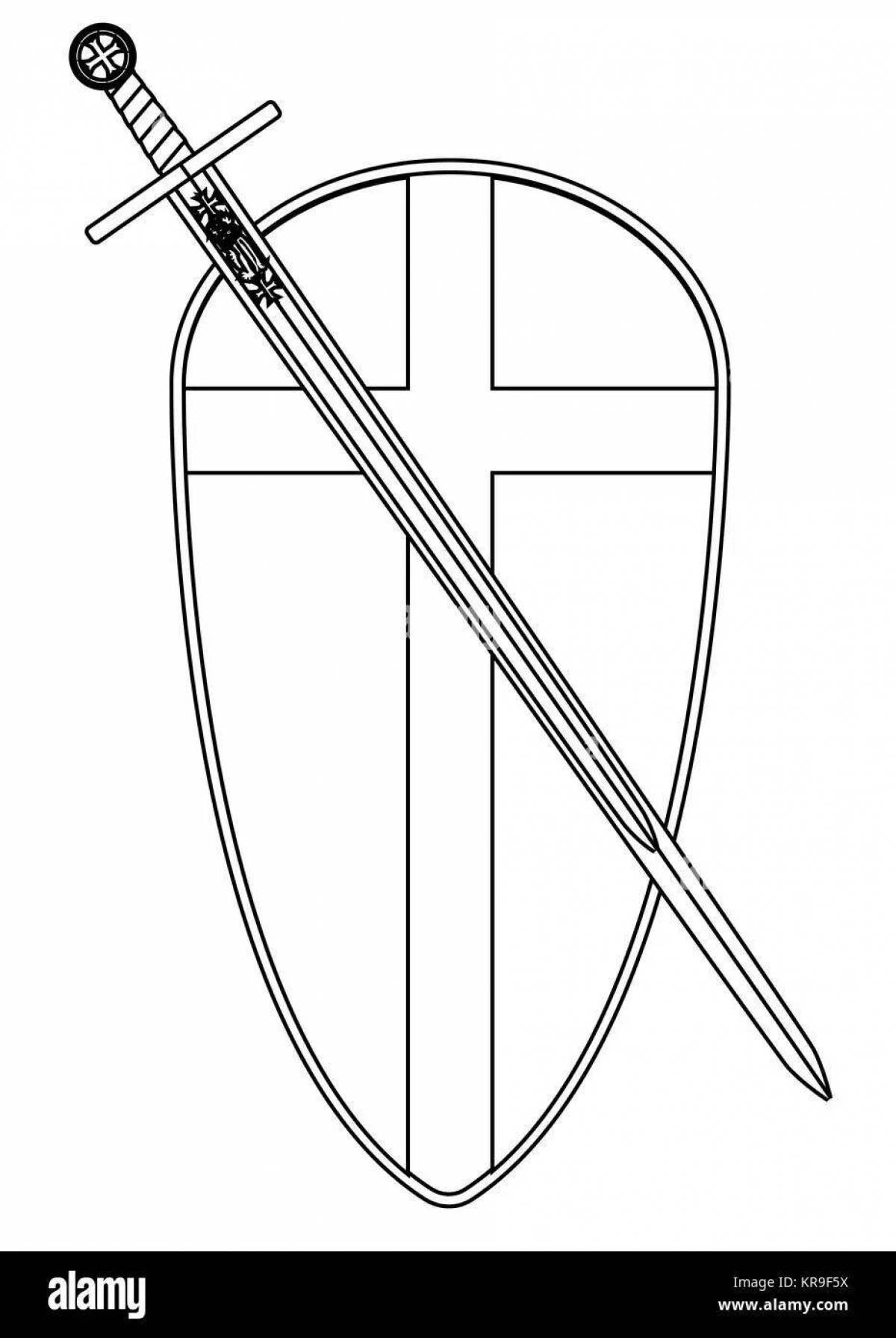 Раскраска «королевский щит и меч»