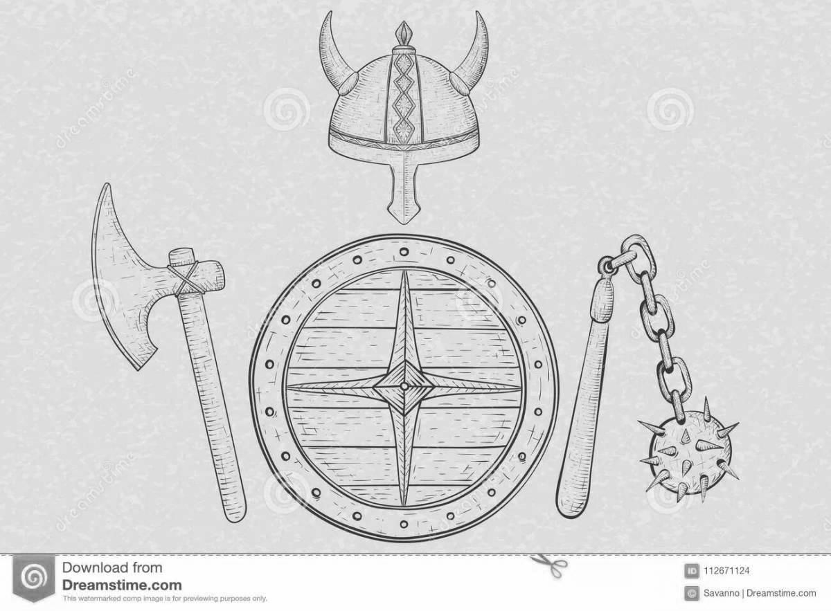 Coloring page gentle shield and sword