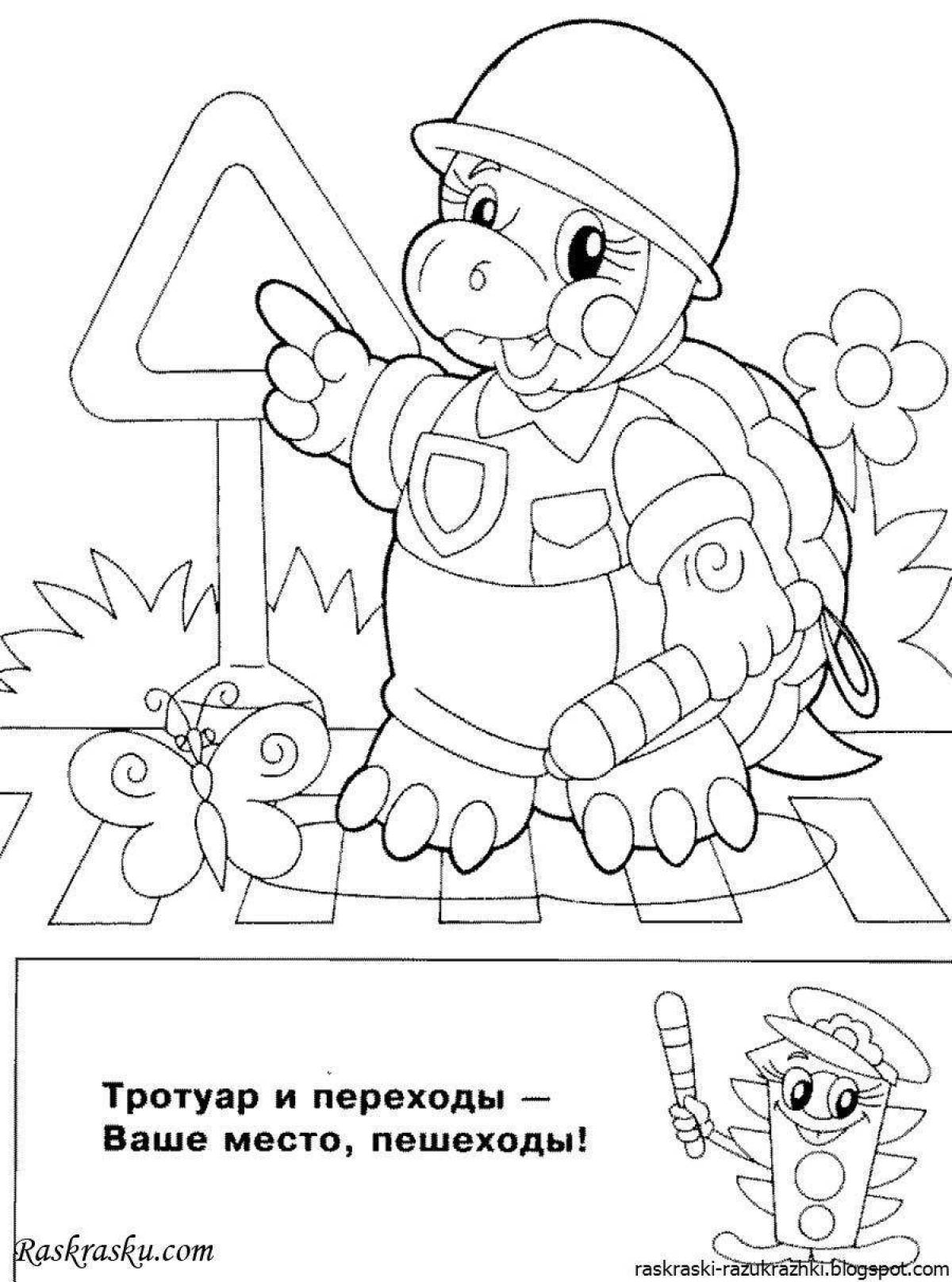 Fun coloring book for traffic safety