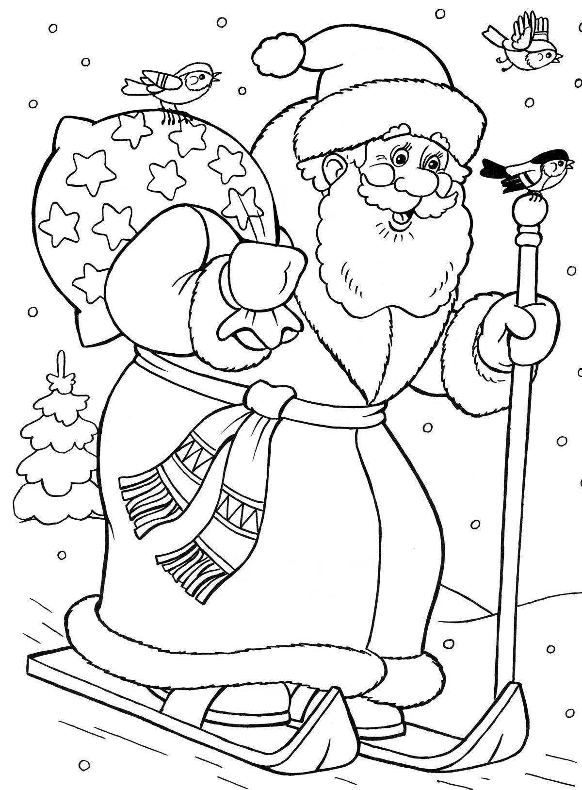 Funny santa claus coloring page