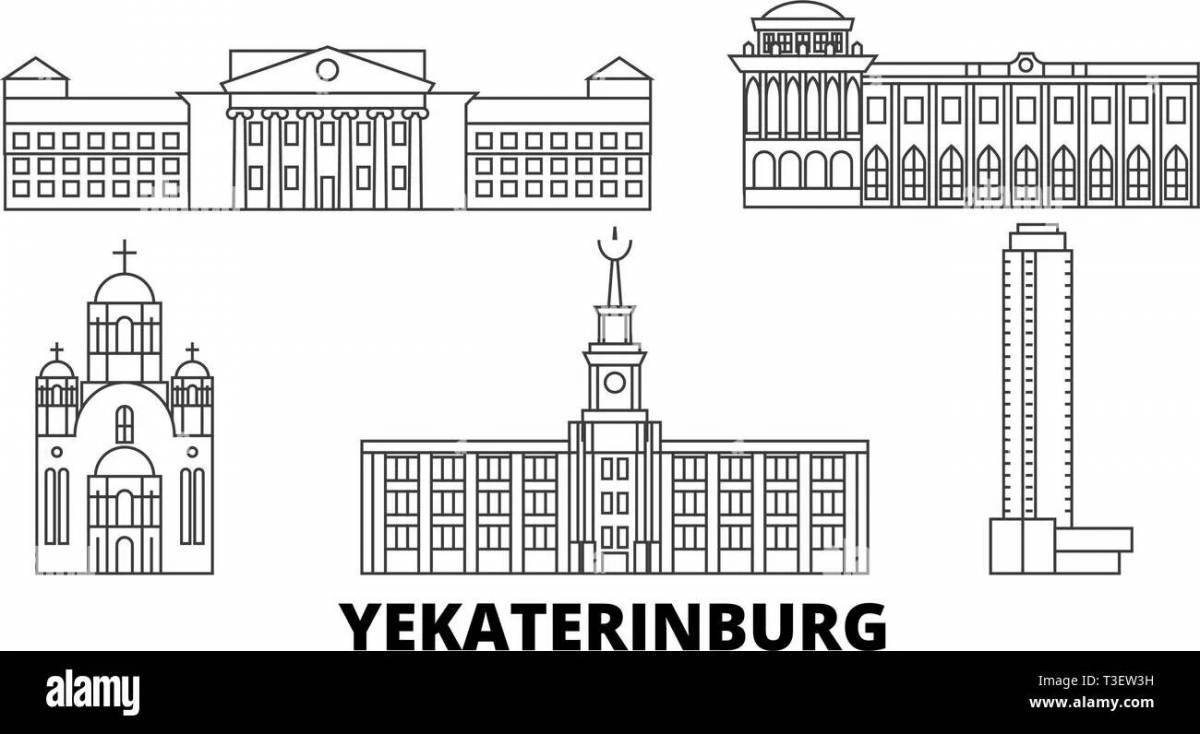 Colourful Yekaterinburg coloring book for children