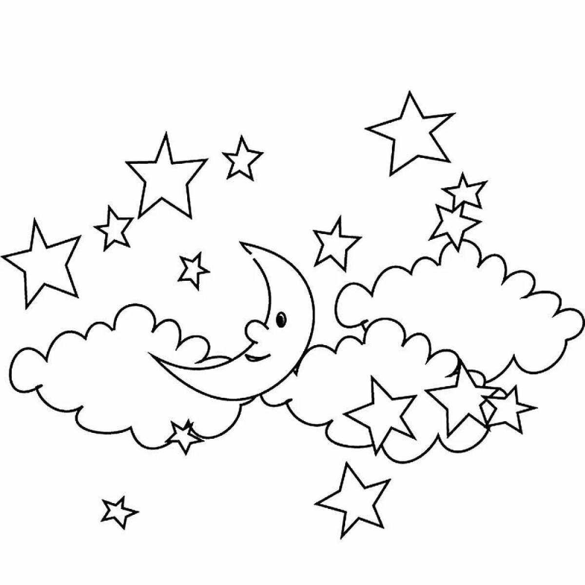 Charming coloring moon and stars