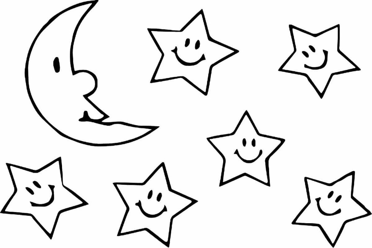 Photo Awesome moon and stars coloring book