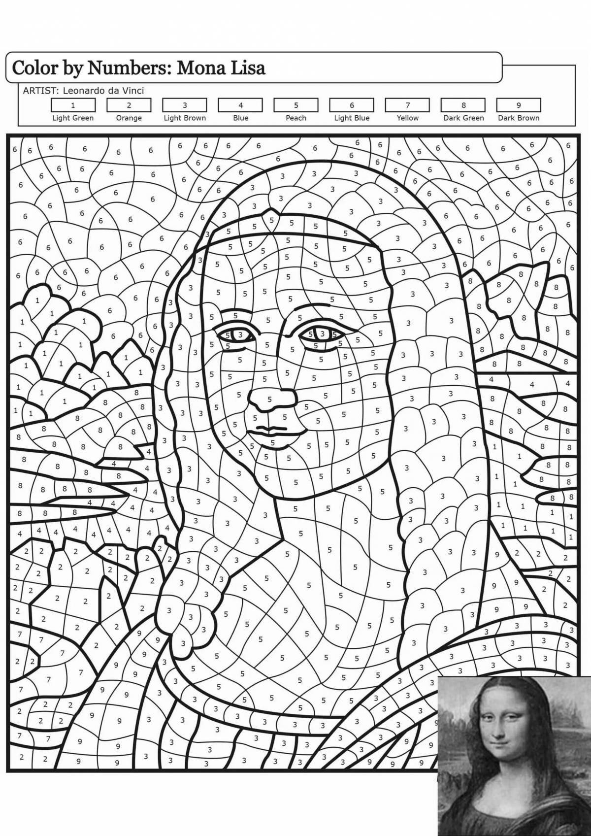 Harmonious portrait coloring by numbers
