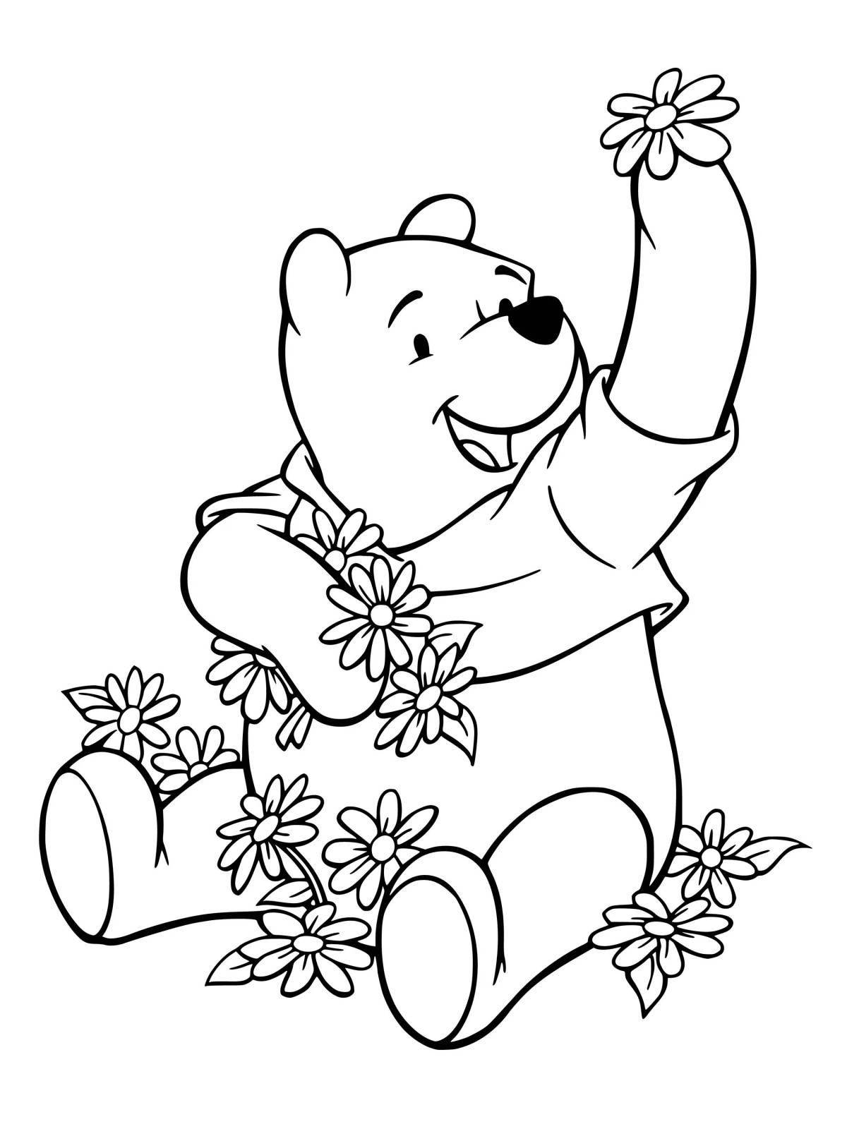 Color bear with flowers