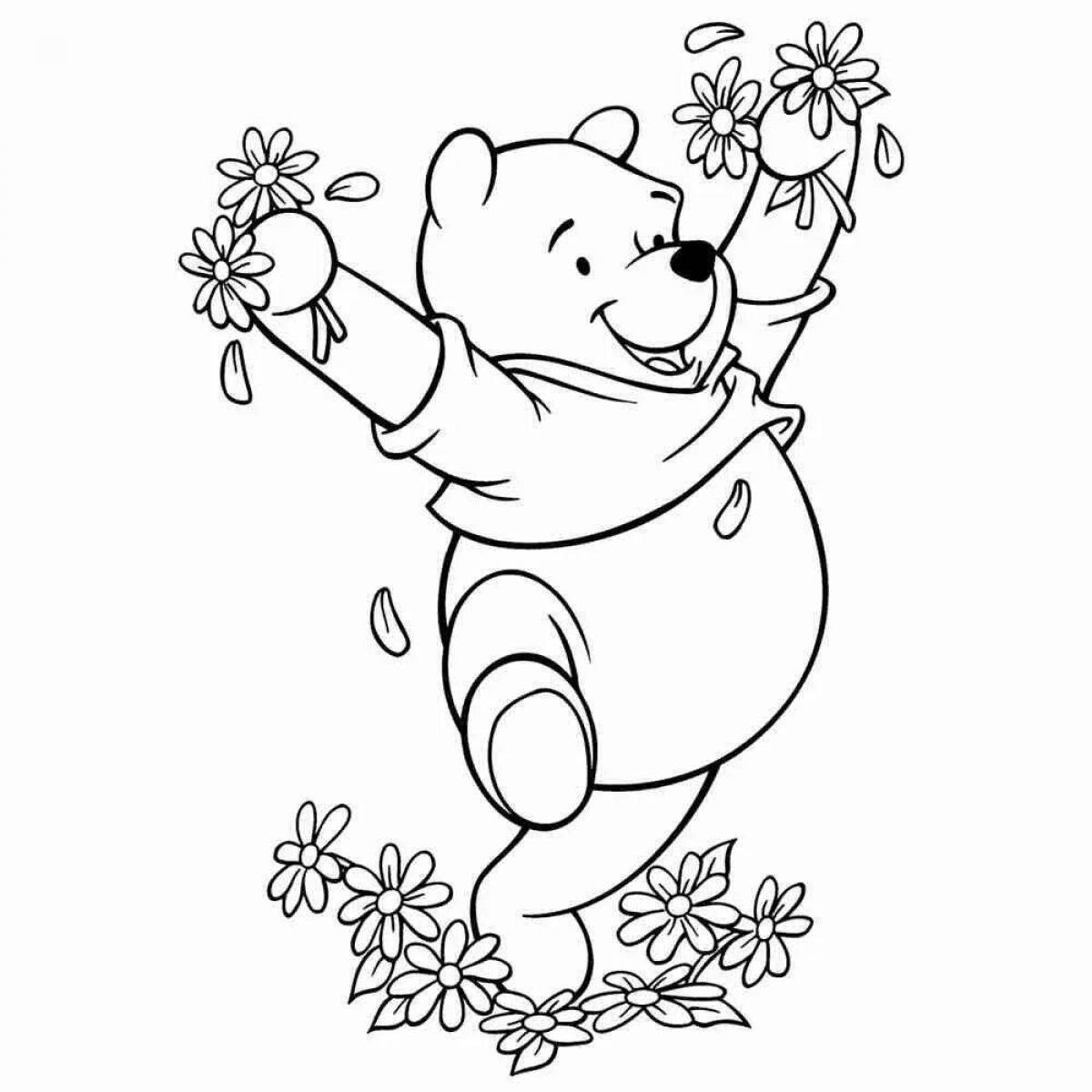Blissful bear with flowers