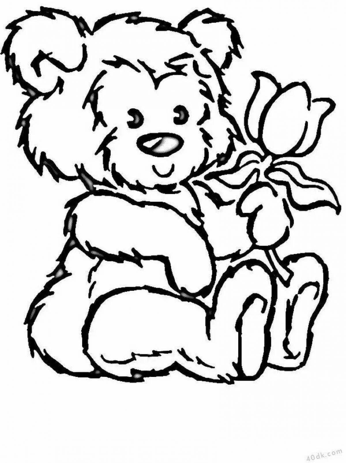 Exuberant bear with flowers