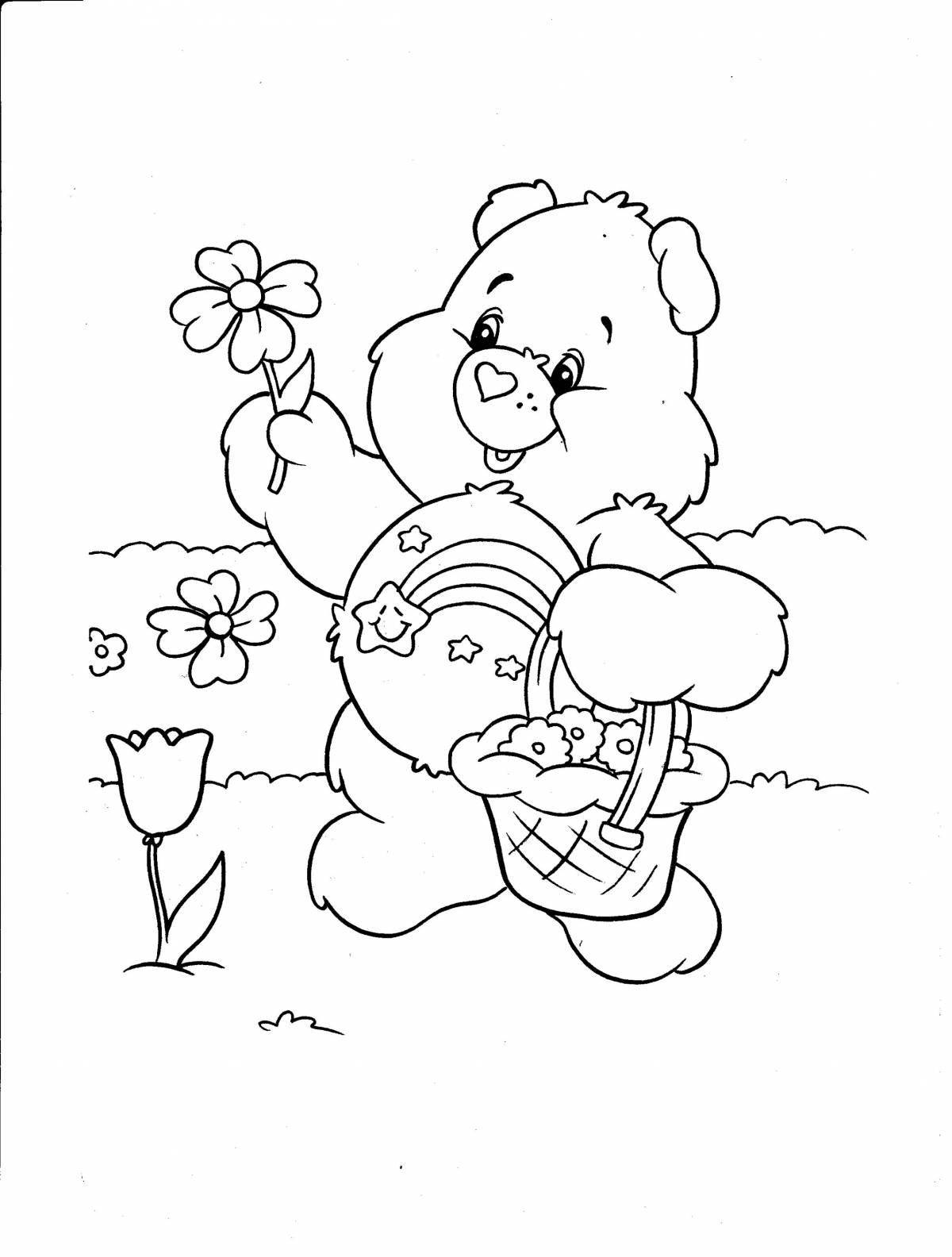 Анимированный медведь с цветами