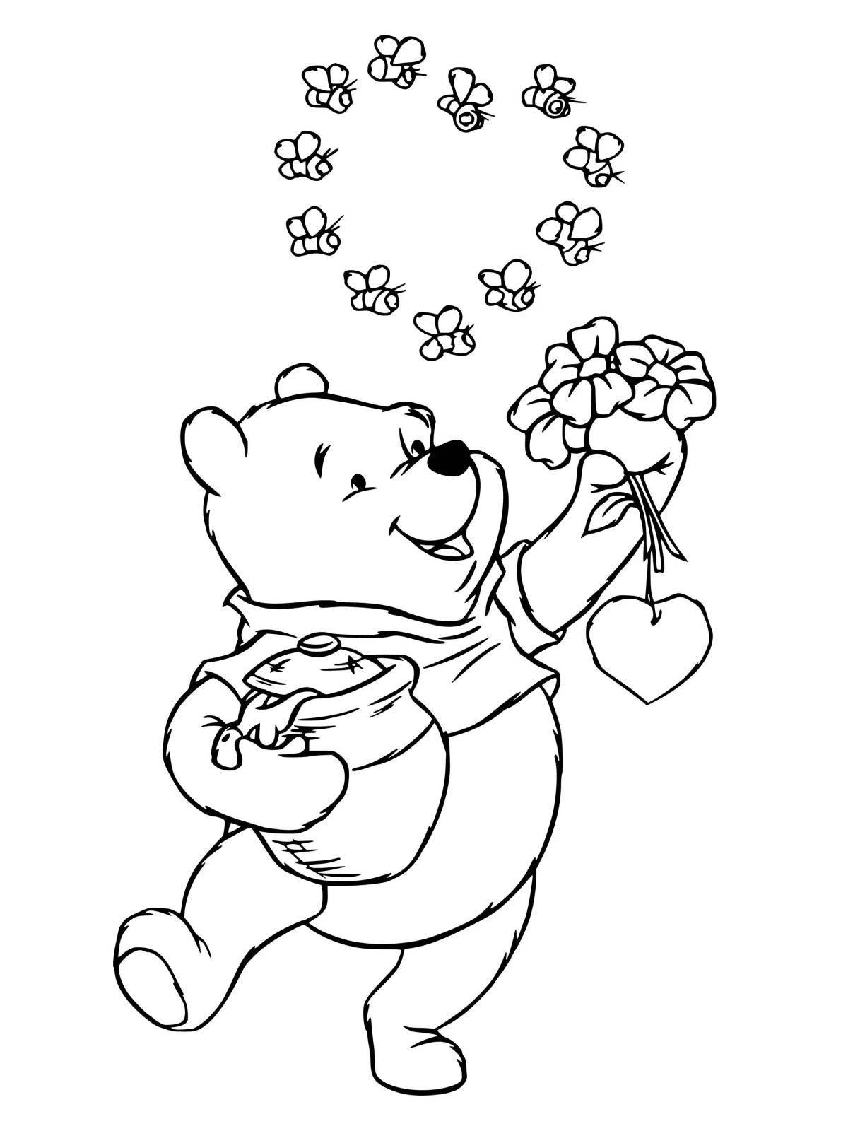Живой медведь с цветами