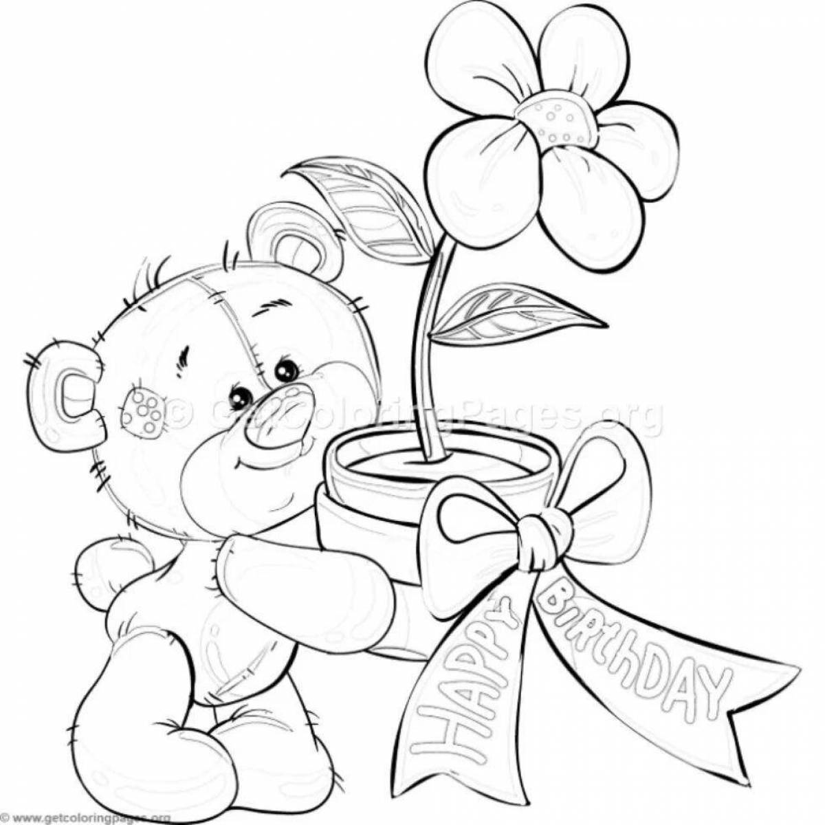 Live bear with flowers