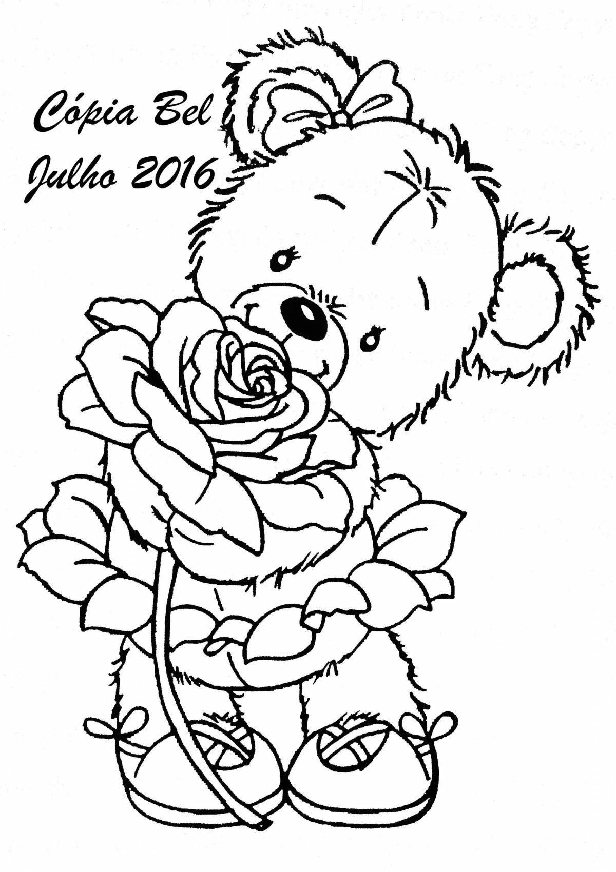 Exquisite teddy bear with flowers
