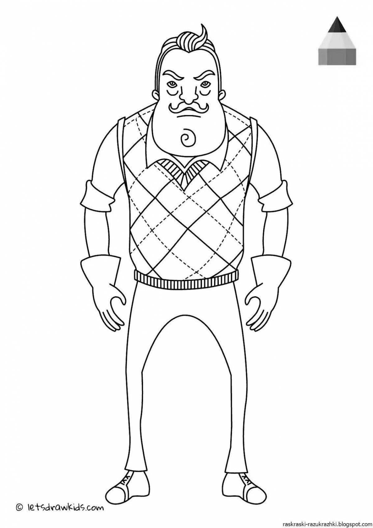Bold hello neighbor crow coloring page