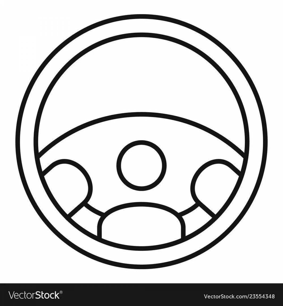 Joyful baby steering wheel coloring page