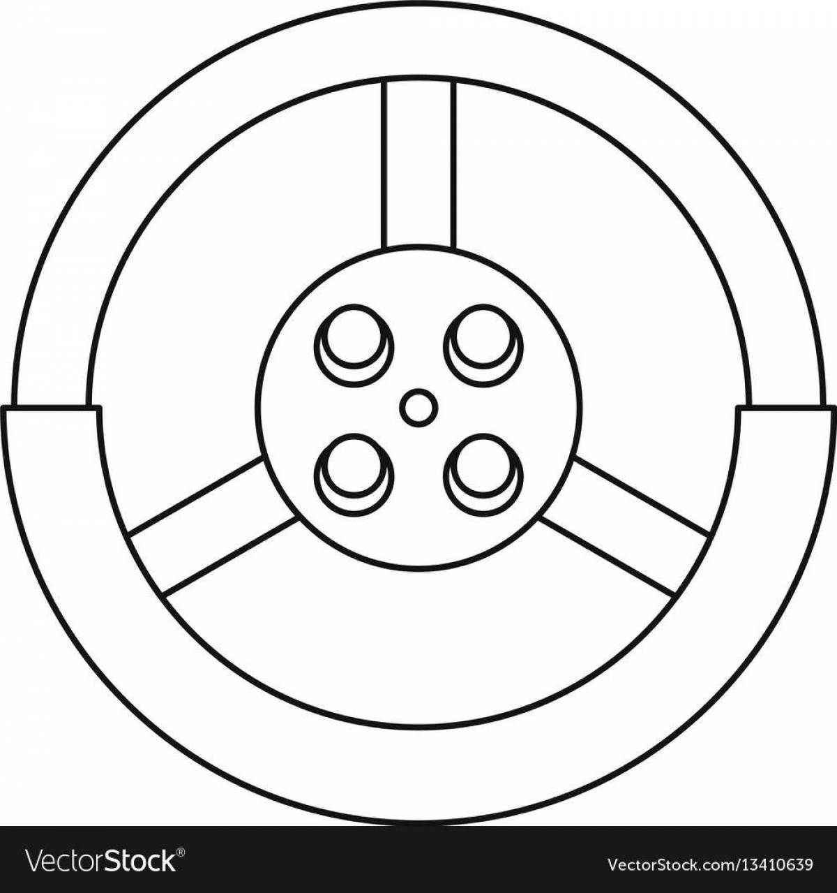 Photo Playful steering wheel coloring page for kids
