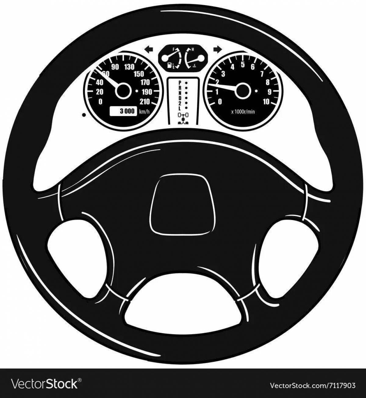 Photo Live steering wheel coloring for kids
