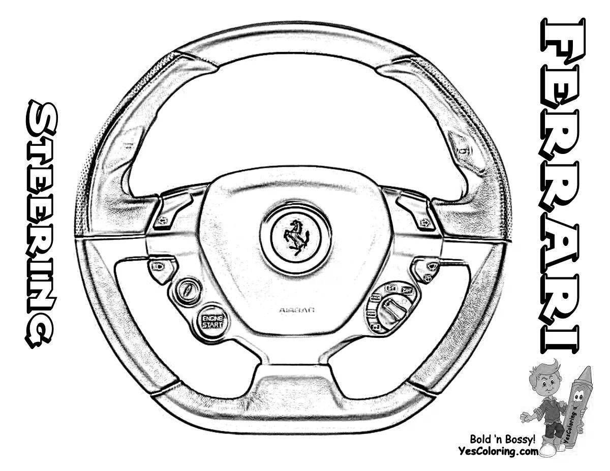 Adorable steering wheel coloring page for kids