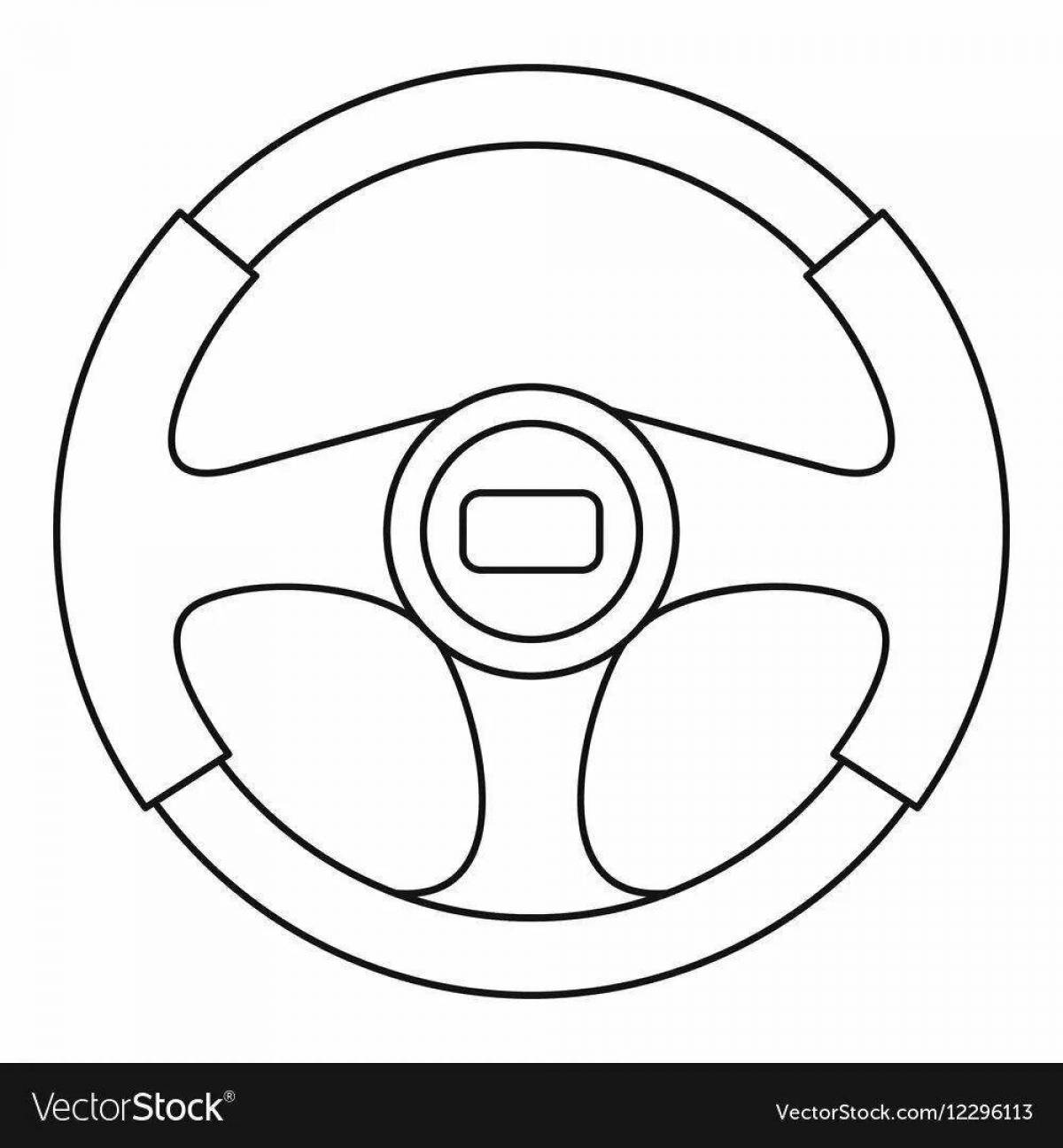 Humorous steering wheel coloring for toddlers