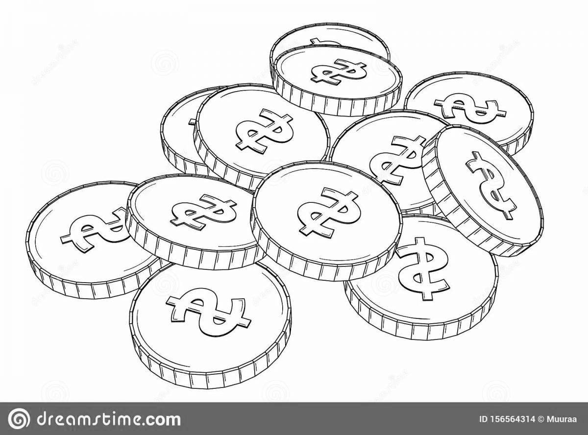 Coloring jovial coins for kids